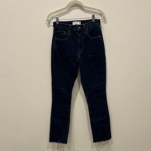 Abercrombie & Fitch  slim straight ultra high rise Deep Blue Cropped Jeans